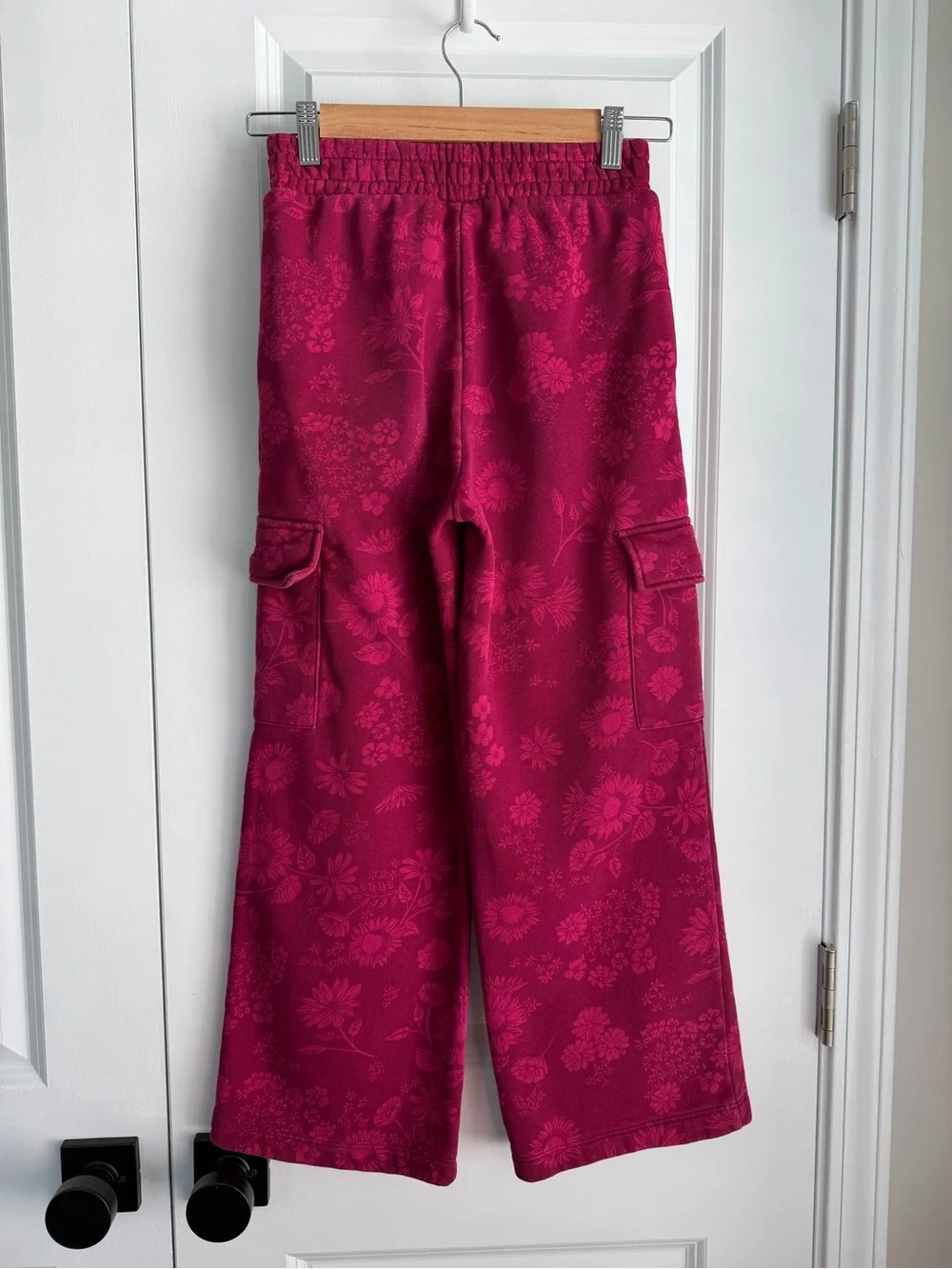 GAP Kids Girls Floral Wide Leg Pink Sweatpants Size M 10/12